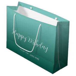 Custom Teal Template Handwritten Happy Birthday Large Gift Bag