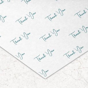 Custom Teal Text Pattern Thank You Tissue Paper