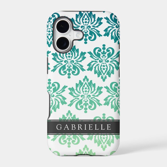 Custom Teal Turquoise Damask (Back)