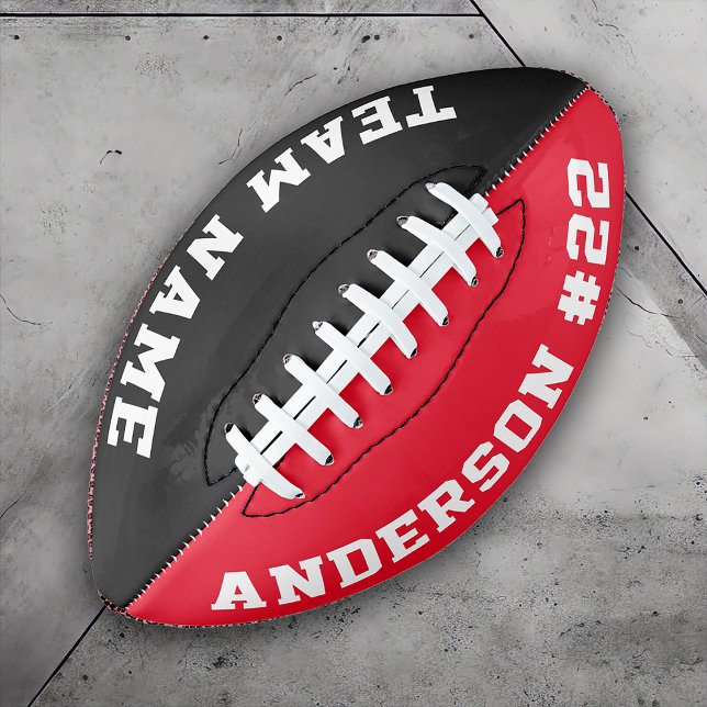 Custom Team and Player Name, Number and Colour American Football (Custom football with personalized football team name, player name and jersey number)