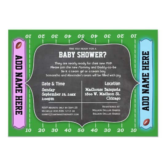 Custom Team Football Themed Baby Shower Invitation