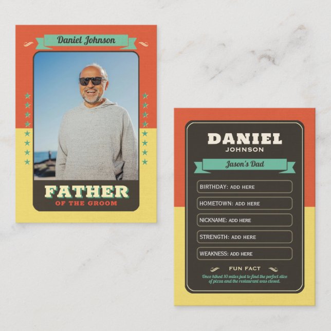 Custom Team Groom Cards Groomsmen Trading Cards (Front/Back)