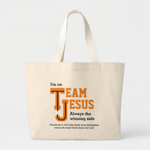 Custom TEAM JESUS Christian Large Tote Bag