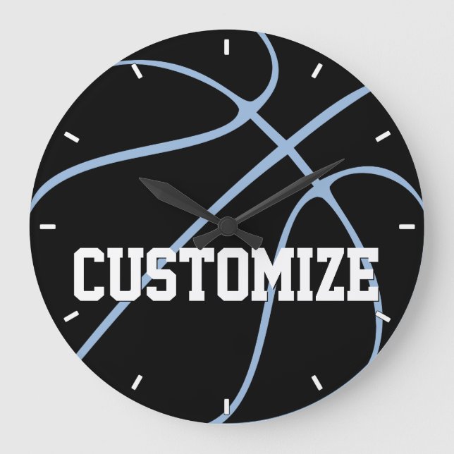 Custom Team Name and Colour Basketball Large Clock (Front)