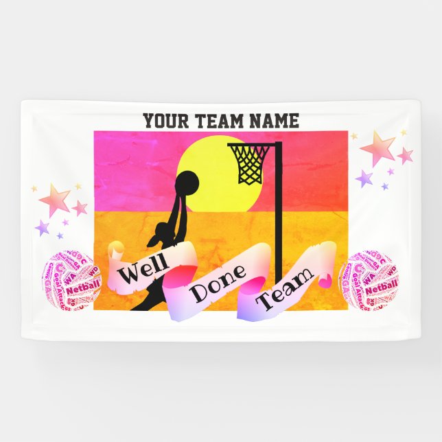 Custom Team Name Netball Banner (Horizontal)