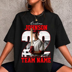 Custom Team Name Number Photo Baseball Player T-Shirt