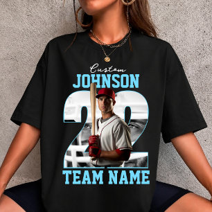 Custom Team Name Number Photo Baseball Player T-Shirt
