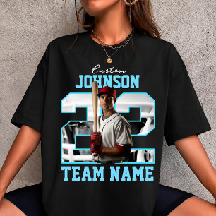 Custom Team Name Number Photo Baseball Player T-Shirt