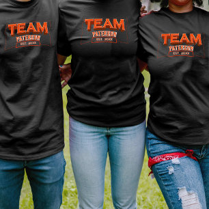 Custom Team Orange Trendy Cute Family Sports Black T-Shirt
