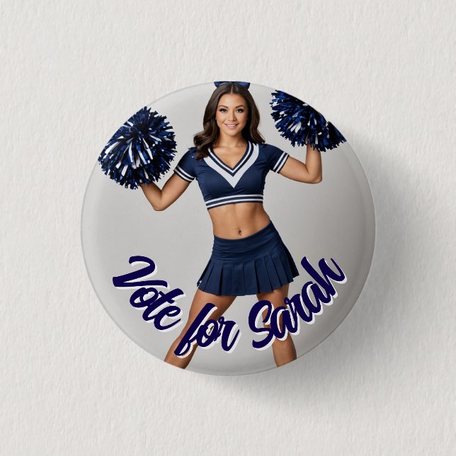 Custom team Photo Button Pin, Personal text Badge  (Front)