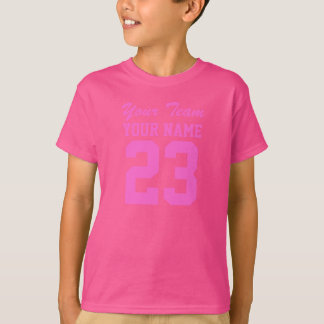 Custom Team Pink Girls Name Kids Sports Jersey T-Shirt