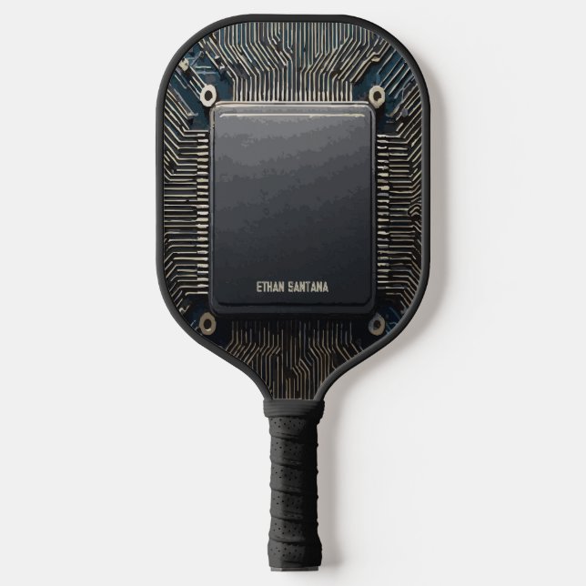 Custom Tech Circuit Board CPU Motherboard Design Pickleball Paddle (Front)