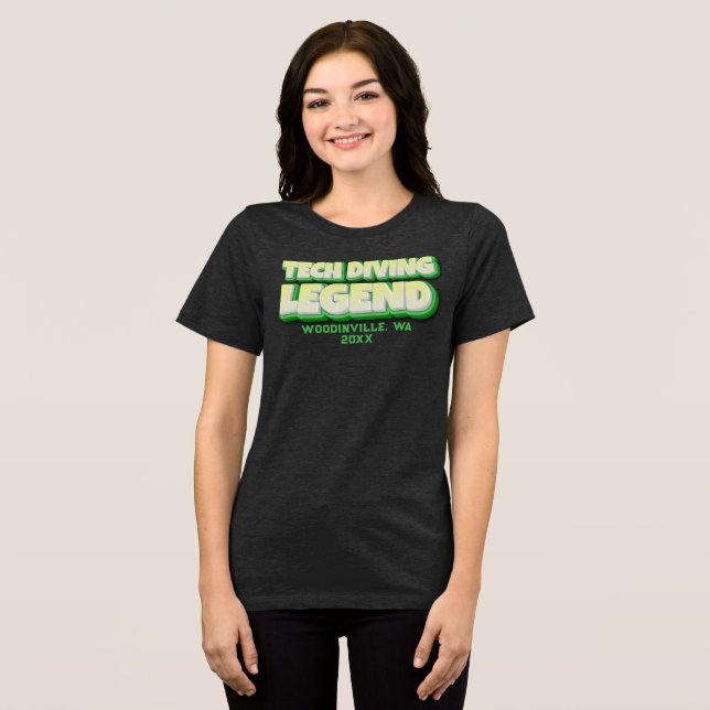 Custom Technical Diver Location Date Name Tri-Blend Shirt (Front Full)