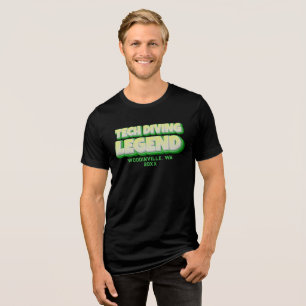 Custom Technical Diver Location Date Name Tri-Blend Shirt