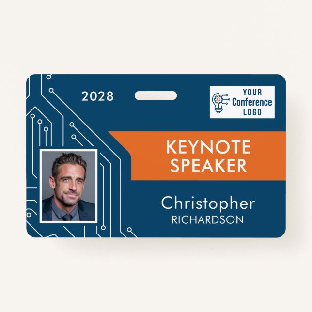 Custom Technology Keynote Speaker Photo ID Badge (Front)