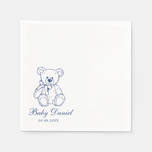 Custom Teddy Bear Baby Shower Napkin (Front)