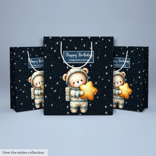 Custom Teddy Bear Gift Bag for Space Boy Party