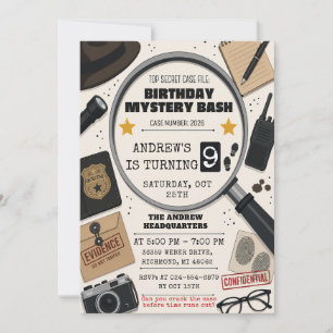 Custom Teen Detective Mystery Birthday Invitation