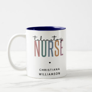 Custom Telemetry nurse Telemetry Nursing Gifts Two-Tone Coffee Mug