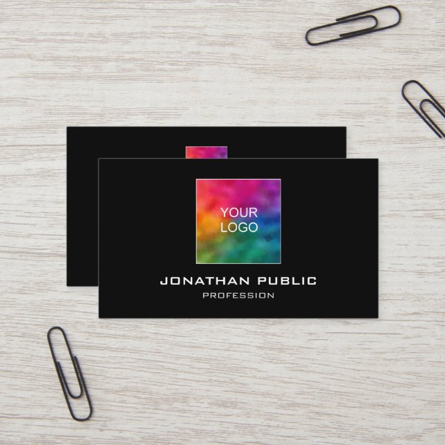 Custom Template Add Your Own Logo Here Modern Business Card (Front/Back In Situ)