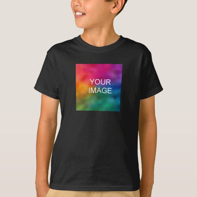 Custom Template Boys Front Design Print Black T-Shirt (Front)
