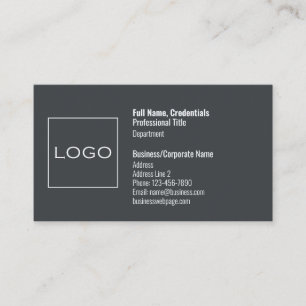Custom Template Classic Professional Charcoal Grey Business Card
