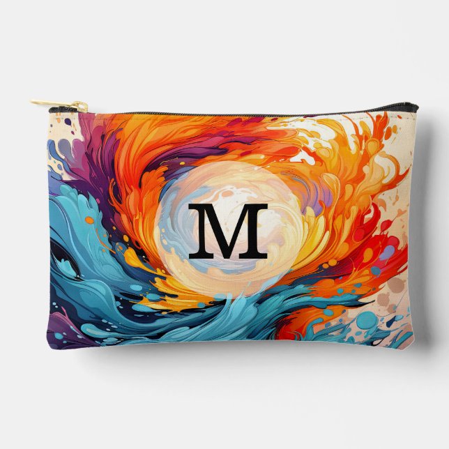 Custom Template Colourful Abstract Wavy Pattern Accessory Pouch (Front)