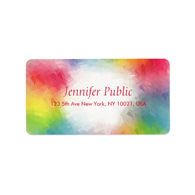 Custom Template Colourful Modern Rainbow Abstract Label (Front)