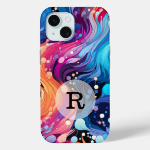 Custom Template Colourful Wavy Pattern iPhone 15 Case
