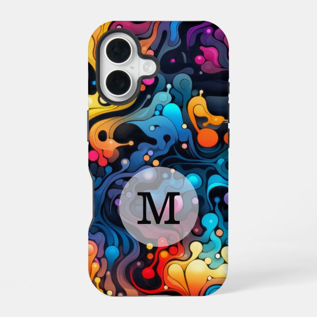 Custom Template Colourful Wavy Pattern iPhone 16 Case (Back)