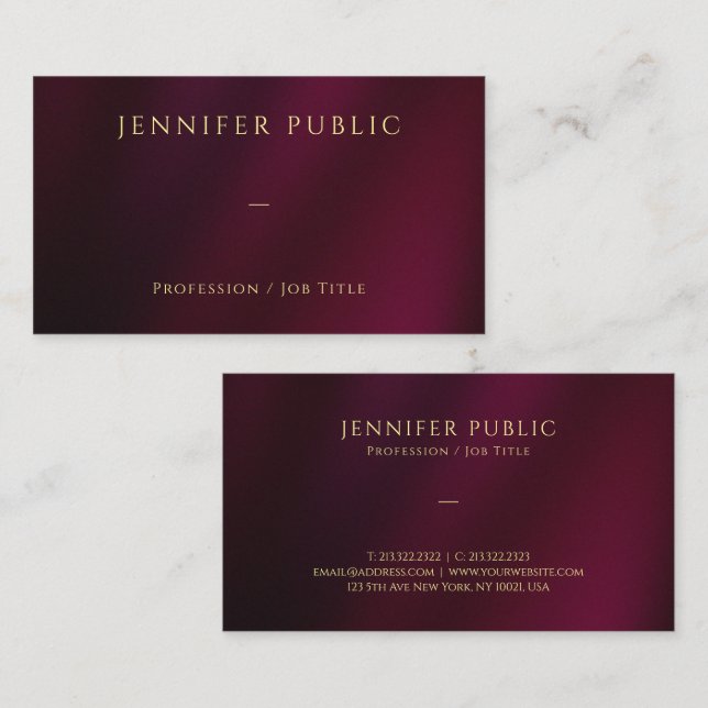 Custom Template Elegant Gold Text Professional Business Card (Front/Back)
