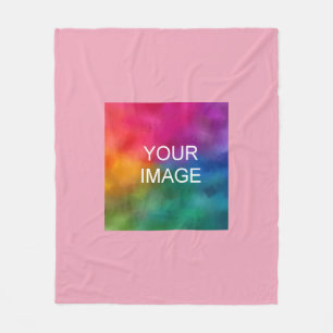 Custom Template Elegant Pink Add Photo Logo Medium Fleece Blanket