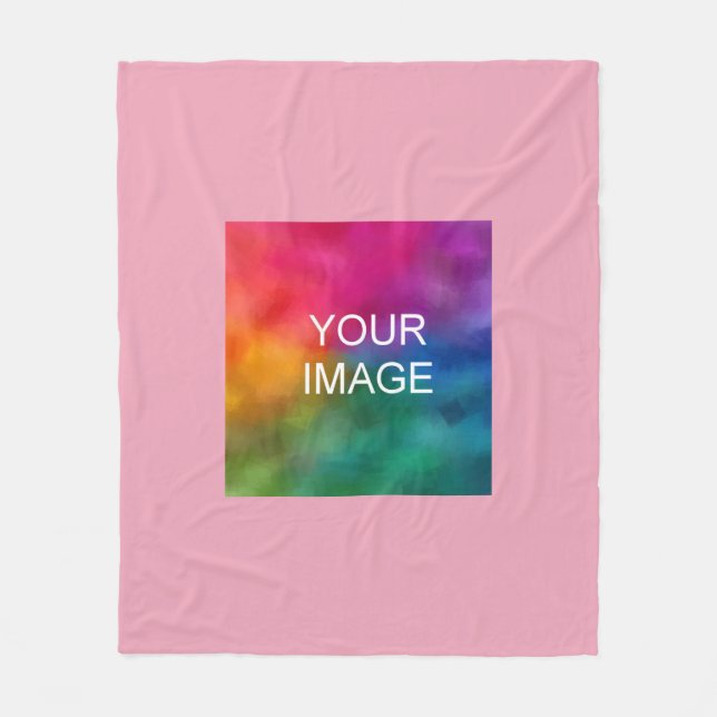 Custom Template Elegant Pink Add Photo Logo Medium Fleece Blanket (Front)