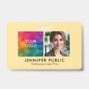 Custom Template Employee Photo Company Logo Gold ID Badge