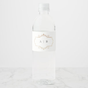 custom template gold crest monogram water bottle label