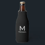 Custom Template Modern Black And White Monogram Bottle Cooler<br><div class="desc">Modern Elegant Monogram Initial Black And White Simple Custom Template Kitchen & Dining / Storage & Carriers / Can Coolers / Bottle Cooler.</div>