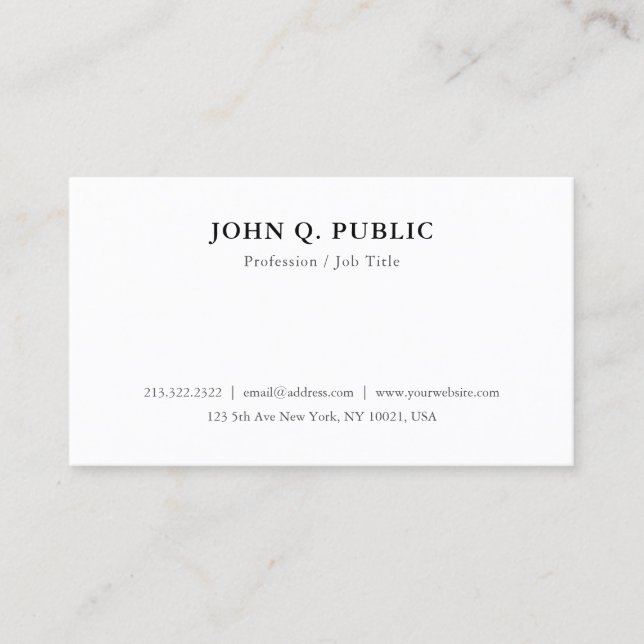 Custom Template Modern Minimalistic Elegant Simple Business Card (Front)