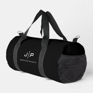 Custom Template Monogram Initial Letter Black Duffle Bag
