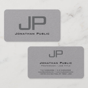 Custom Template Monogram Luxurious Premium Grey Business Card