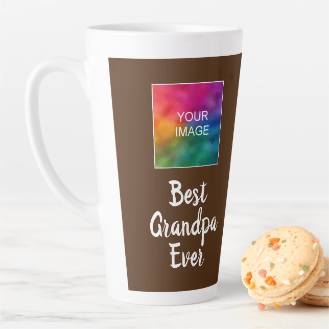 Custom Template Typography Brown Best Grandpa Ever Latte Mug (In Situ)