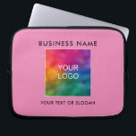 Custom Template Upload Business Logo Here Pink Laptop Sleeve<br><div class="desc">Custom Elegant Modern Simple Template Business Company Corporate Logo Name Here Add QR Code Promotional Electronics Bags / Tablet & Laptop Cases / Laptop Sleeves / Pink Colour Neoprene Laptop Sleeve 10 inch.</div>