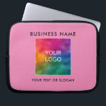 Custom Template Upload Business Logo Here Pink Laptop Sleeve<br><div class="desc">Custom Elegant Modern Simple Template Business Company Corporate Logo Name Here Add QR Code Promotional Electronics Bags / Tablet & Laptop Cases / Laptop Sleeves / Pink Colour Neoprene Laptop Sleeve 10 inch.</div>