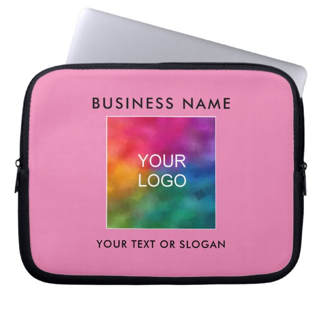 Custom Template Upload Business Logo Here Pink Laptop Sleeve (Front)