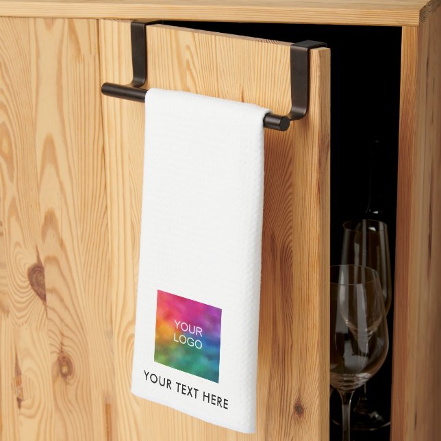 Custom Template Upload Your Business Logo Text Tea Towel (Thirds Fold)