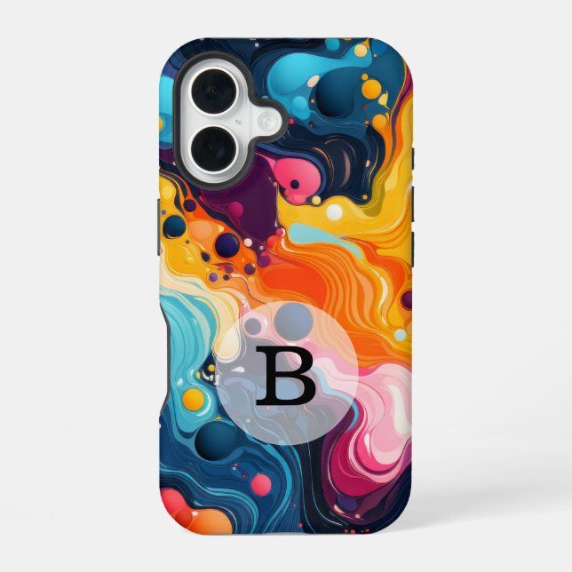 Custom Template Vibrant Wavy Pattern iPhone 16 Case (Back)