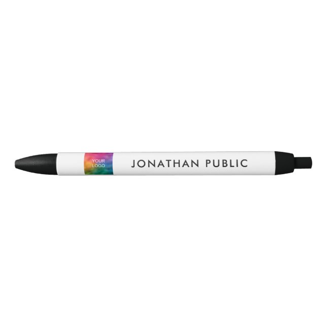 Custom Template Your Name Office Business Logo Blue Ink Pen (Front)