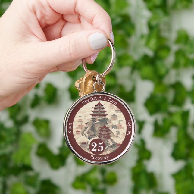 Custom Temple Recovery Milestone Gift Key Ring (Hand)