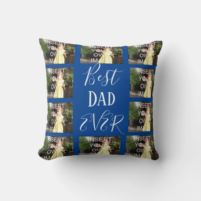 Custom Ten Photo Collage Best Dad Ever Cushion (Front)