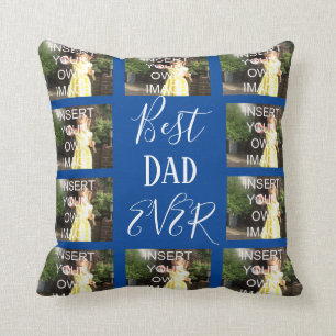 Custom Ten Photo Collage Best Dad Ever Cushion