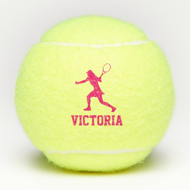 Custom tennis balls with pink female silhouette (Front)